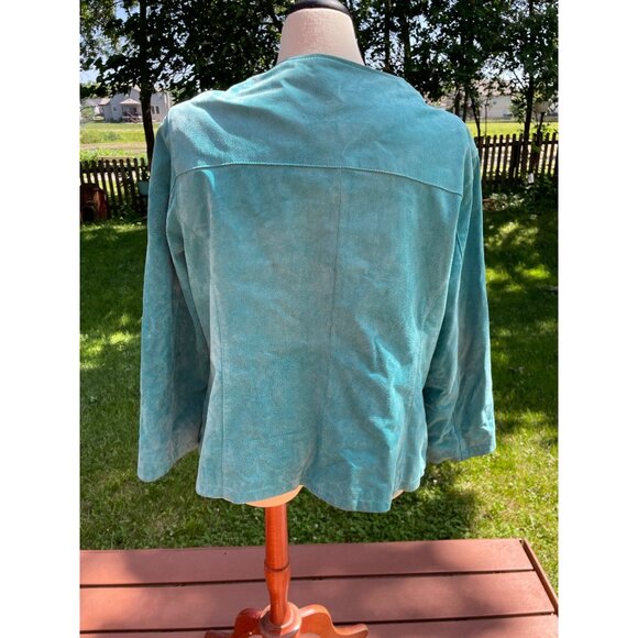 Mark Alan 2X Genuine Leather Turquoise Womens Jacket With Front Zipper Closure & - Picture 4 of 8